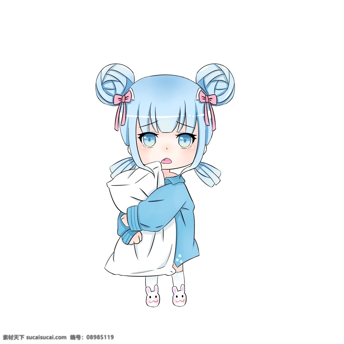 可爱 q 版 睡衣 少女 商用 元素 q版 手绘 睡衣少女 原创