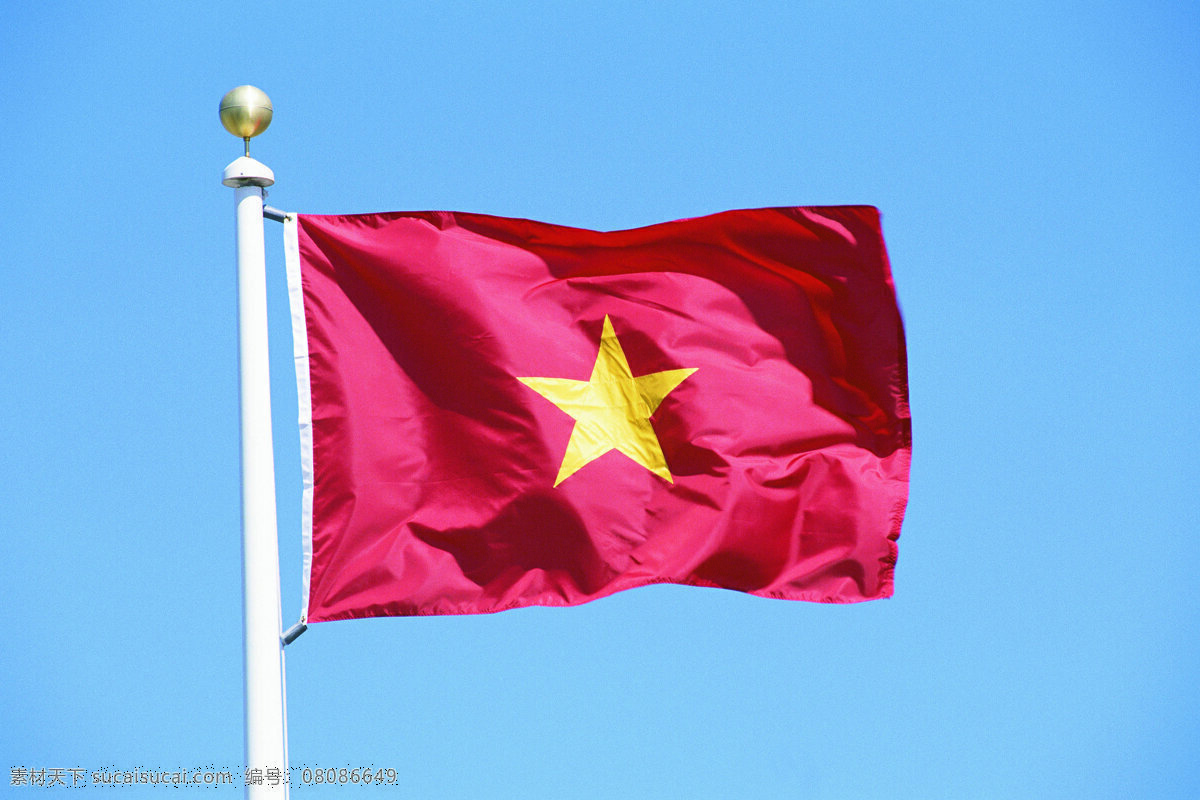 越南国旗 越南 国旗 旗帜 飘扬 旗杆 天空 文化艺术 摄影图库