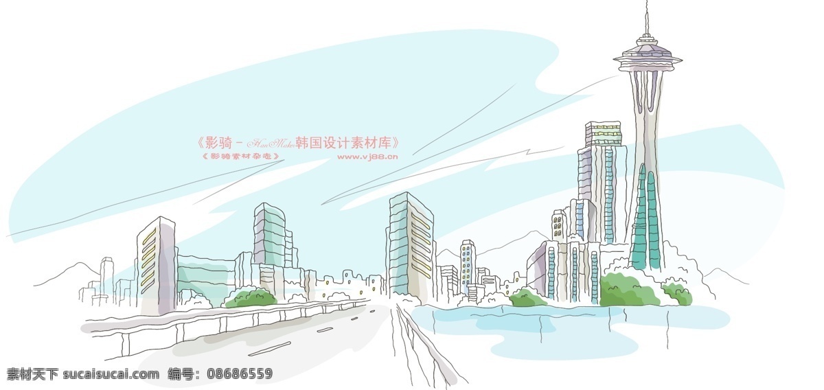 城市 风景 ii hanmaker 韩国 设计素材 库 城市风景ii 卡通 漫画 手绘 矢量图 建筑家居