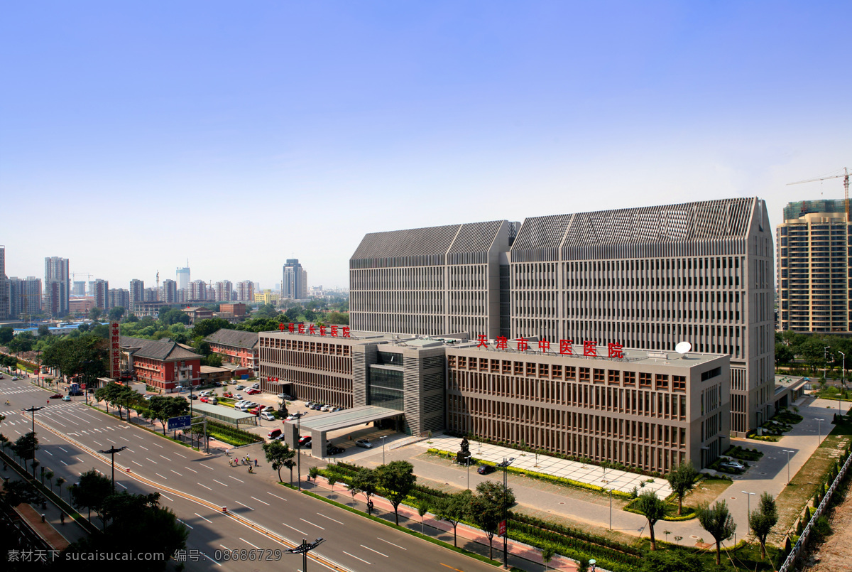 建筑摄影 建筑园林 交通道路 现代建筑 医院建筑 天津市 中医医院 园林规划 医院外景 海报 其他海报设计