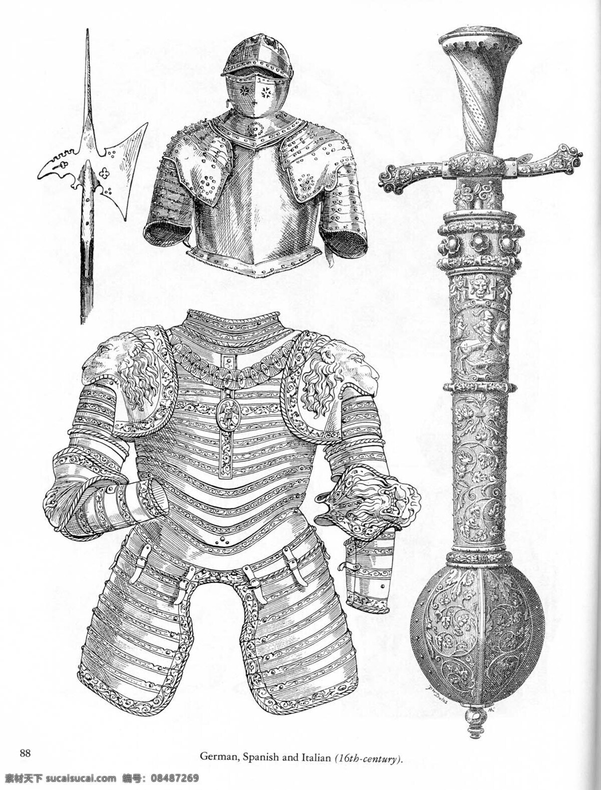 欧洲 古代 兵器 盔甲 欧洲古代 骑士剑 骑士枪 骑士斧头 欧洲骑士文化 传统文化 文化艺术