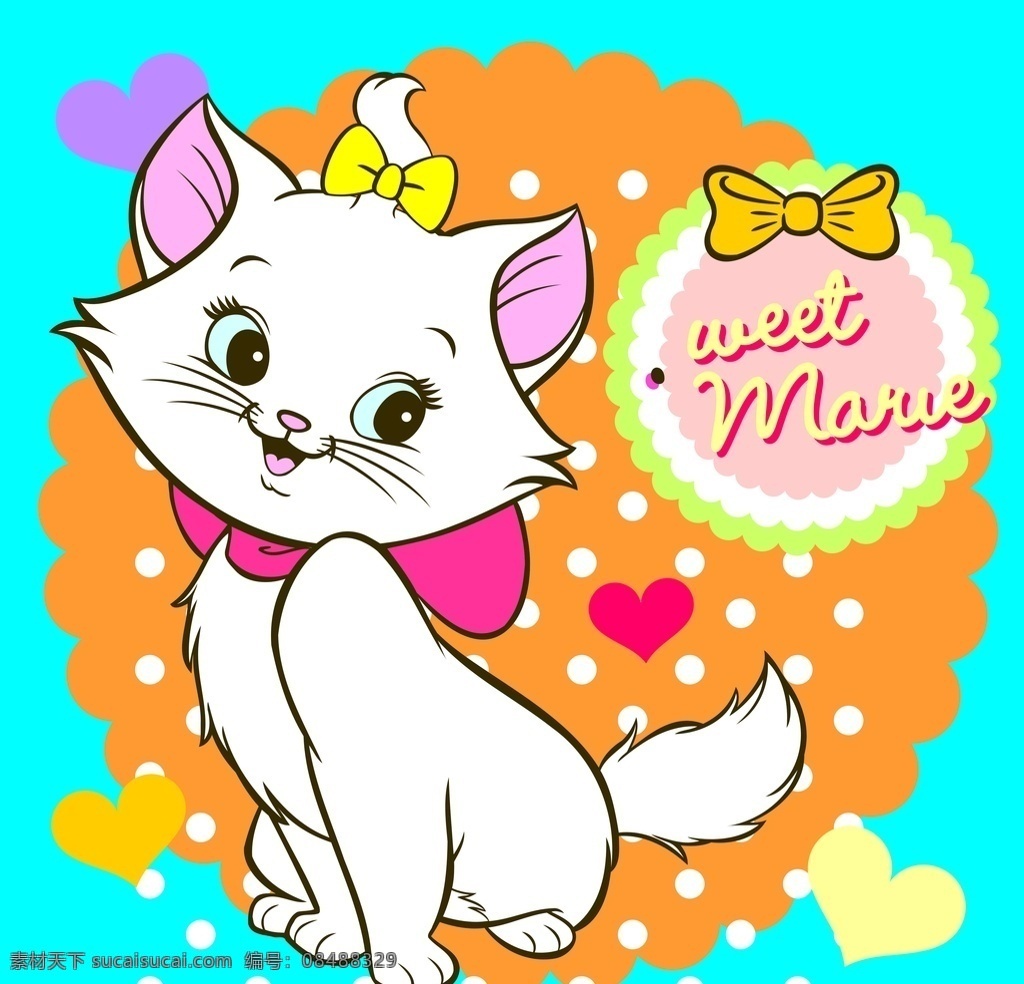 卡通猫 小花猫 小猫 白色猫 猫海报 失量图 失量猫 卡通花猫 海报