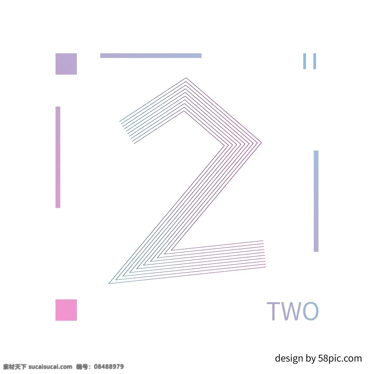 阿拉伯数字 唯美 渐变 艺术 字体 二 渐变字体 排版字体