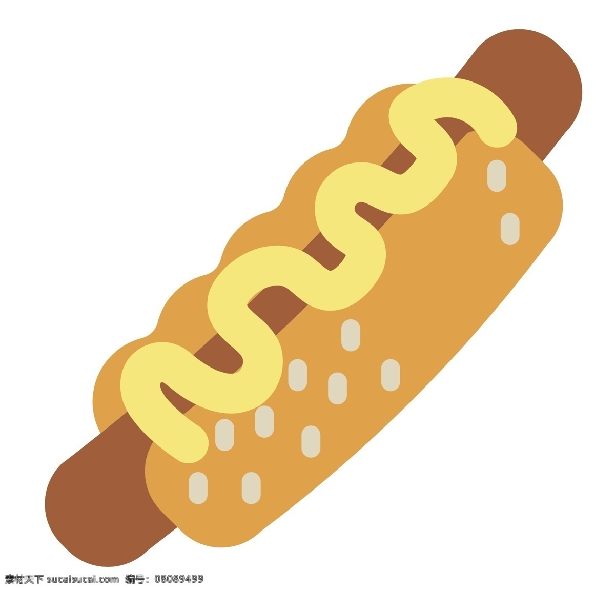 黄色 面包 热狗 插图 一根香肠 好吃的香肠 热狗香肠 黄色面包 面包夹心 黄色奶油 快餐热狗 热狗装饰