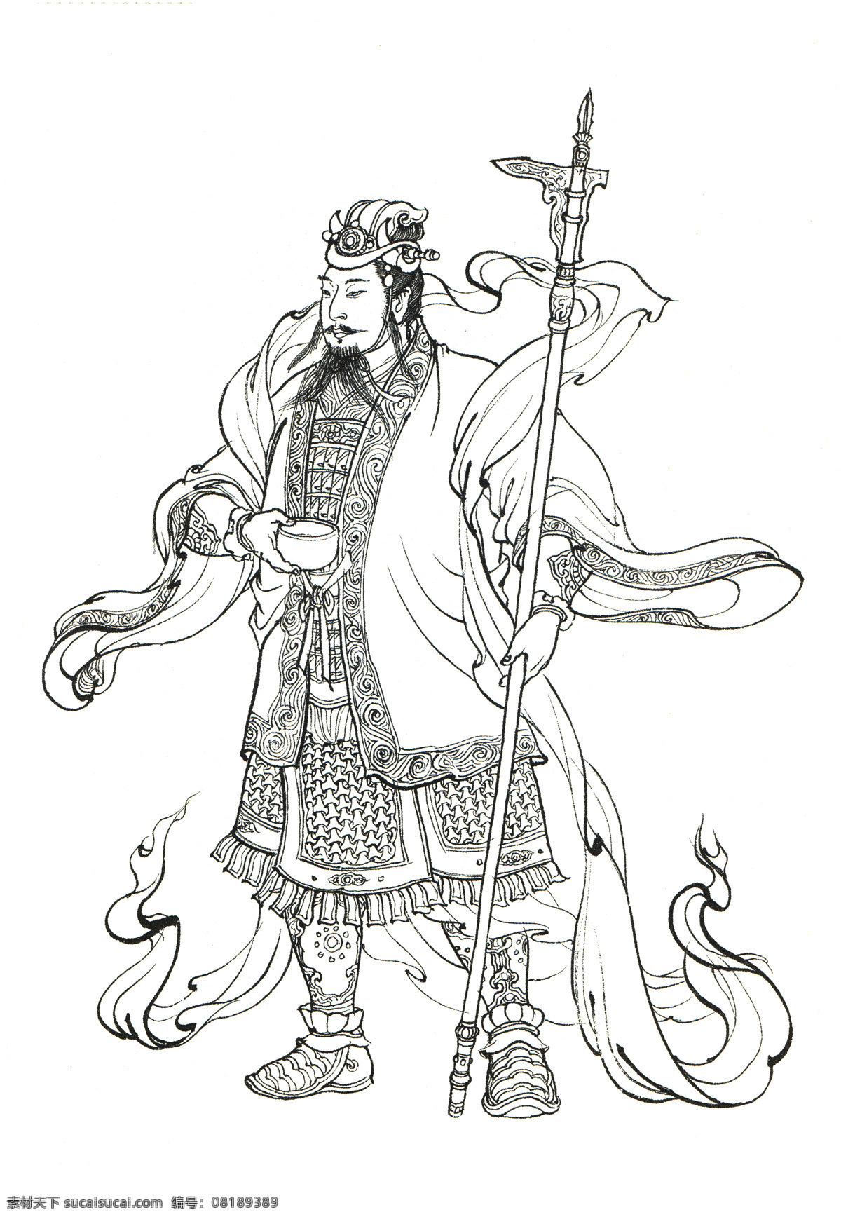 水得星君 水神 西游记 白描 西游记人物图 绘画书法 文化艺术