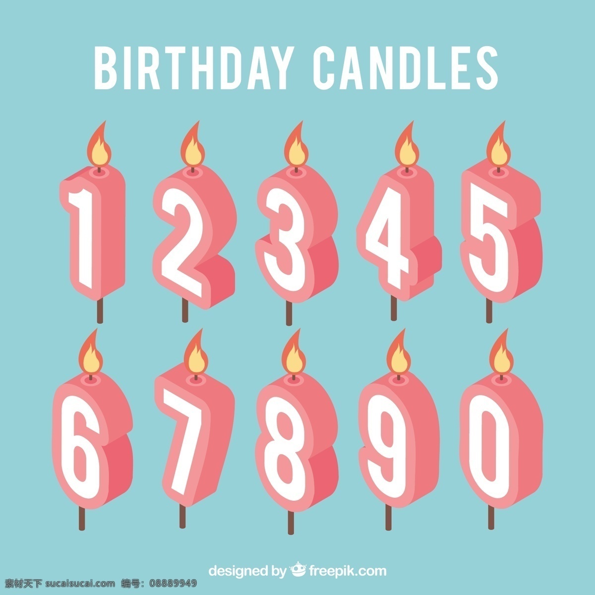 生日数字蜡烛 数字蜡烛 生日蜡烛 蜡烛 数字 青色 天蓝色