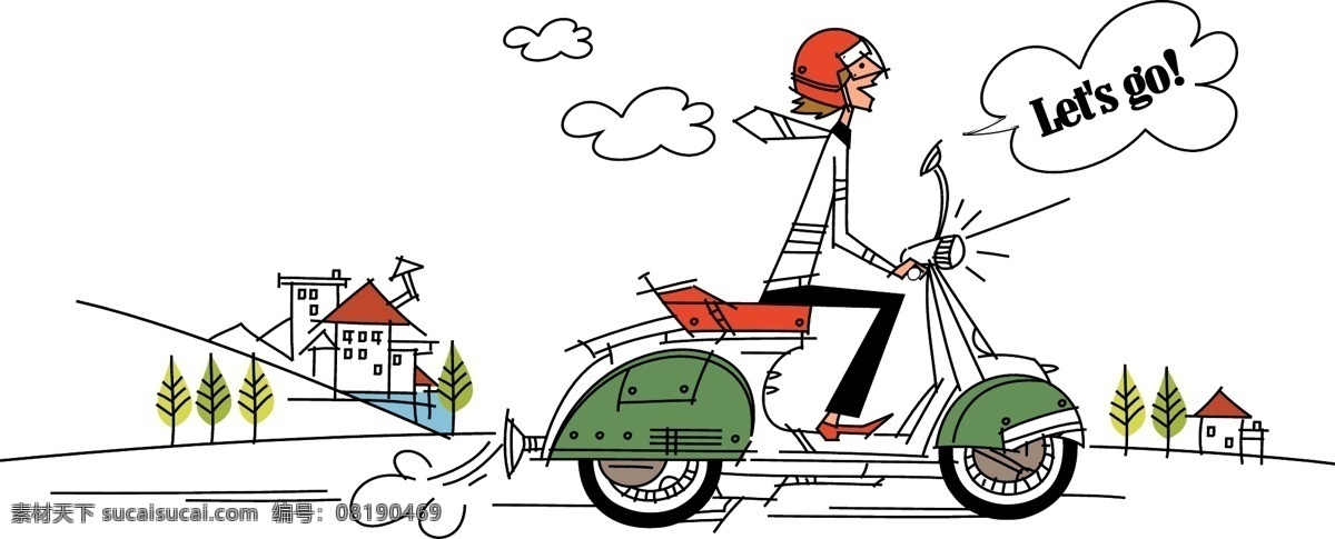 骑 摩托车 人 简笔画 人物 矢量图 矢量人物