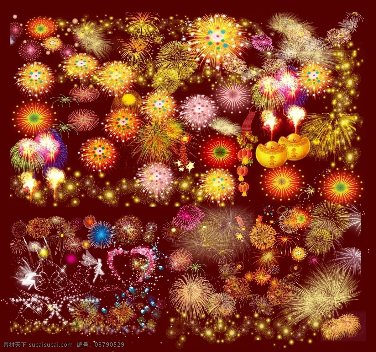 烟花 爆竹 彩色 红灯笼 节日 节日素材 礼花 喜庆 新年 新年素材 烟花模板下载 烟花素材 psd源文件