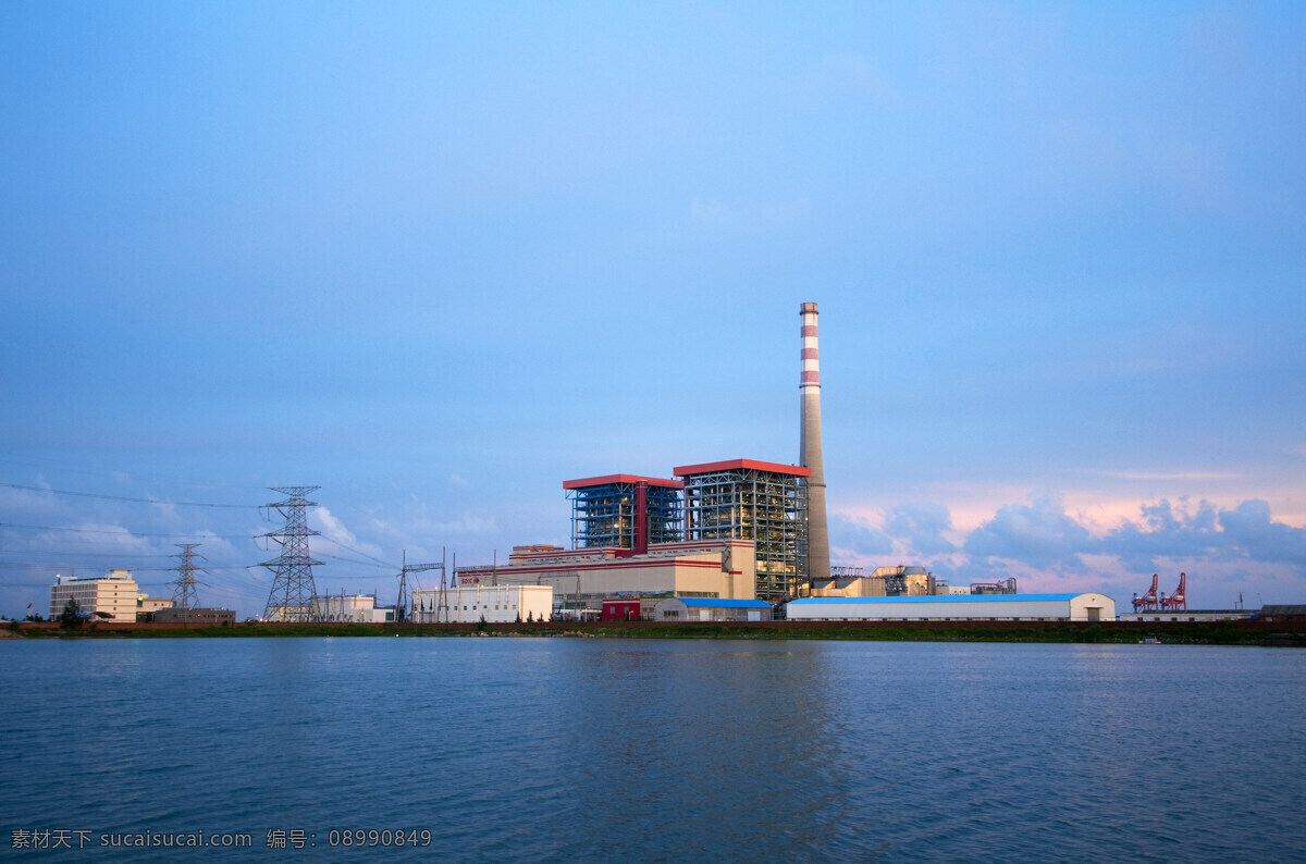 钦州港电厂 电厂 发电站 日落的电厂 海上电厂 人文景观 旅游摄影