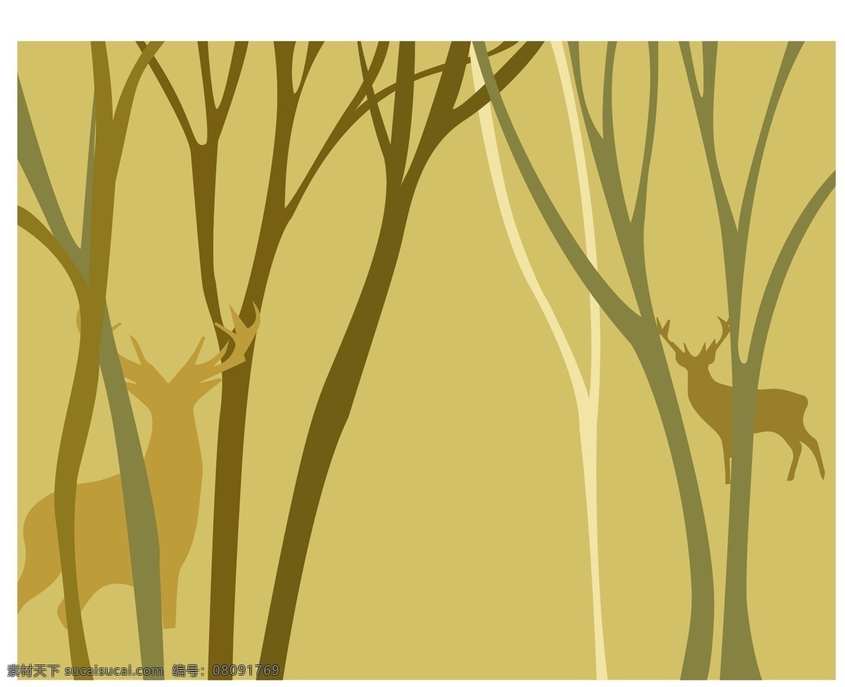 300 丛林 剪影 鹿 其他矢量 矢量素材 手绘 树 小鹿 矢量 模板下载 丛林小鹿 树枝 艺术 树林 远近 psd源文件