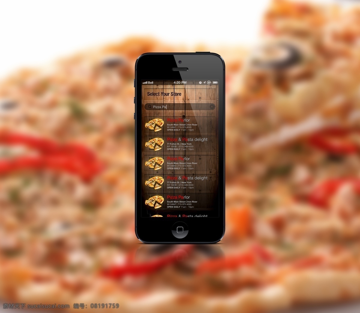 美食 搜索 界面 ui界面 国际化 简约 木质 披萨 手机app 模板下载 美食搜索界面 iphone 应用 手机软件应用 搜索页面 拟物化 手机 app app界面