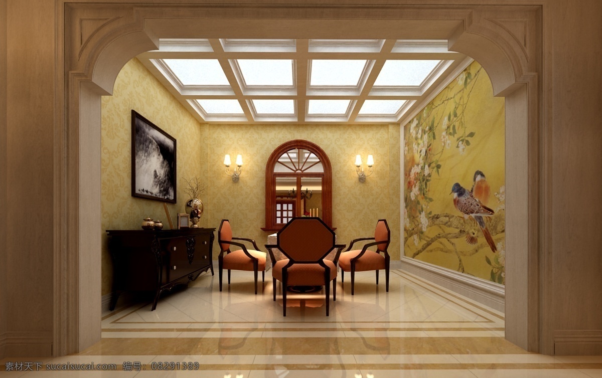 室内设计 欧式 效果图 接待室 装饰画 资料 环境设计