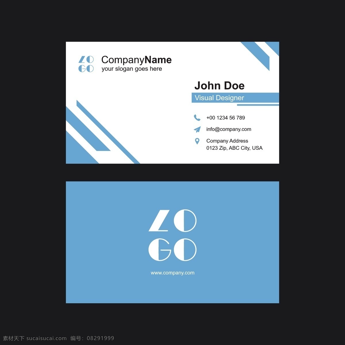 蓝色名片模板 标志 名片 商务 抽象 办公室 模板 蓝色 演示 企业 公司 抽象的标志 现代 文具 企业身份 身份 身份证 企业标志 公司标志 标志模板