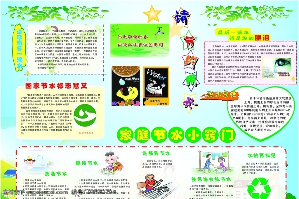节约用水 家庭节水 小窍门 节水标志 节水 标示 意义 海水侵蚀 洗澡节水 厕所节水 洗餐具节水 洗衣节水 水的再利用 节水漫画 节约 用水 宣传画 眼泪 珍惜水源 矢量图 矢量