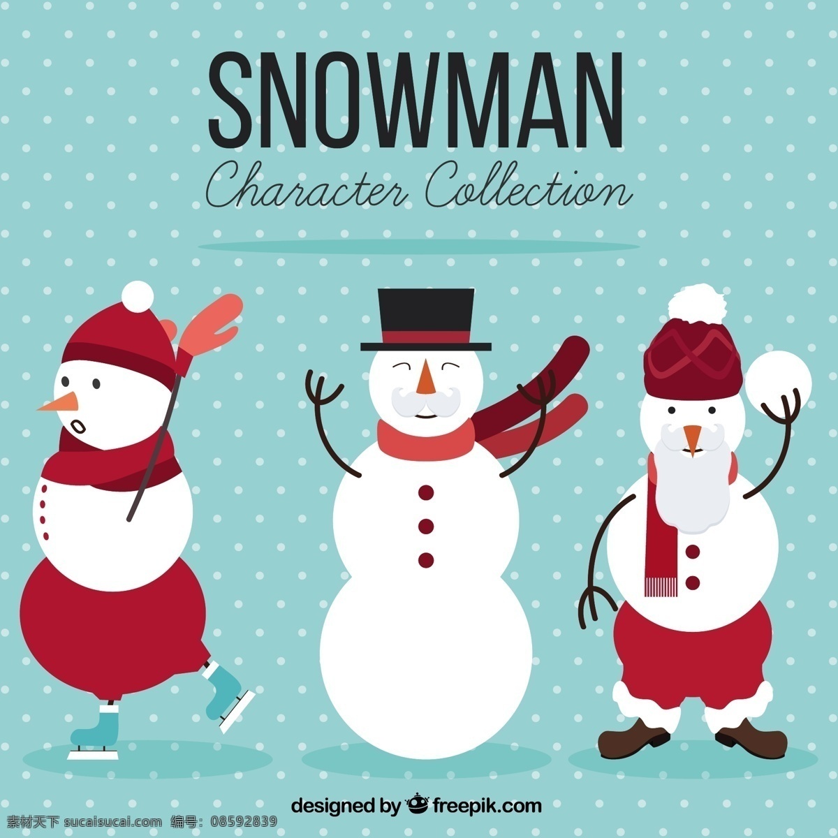 三 集 几何 堆 雪人 老式的 圣诞节 家庭 新的一年 新年快乐 雪 圣诞快乐 冬天快乐 平 衣服 新的帽子 装饰 平面设计