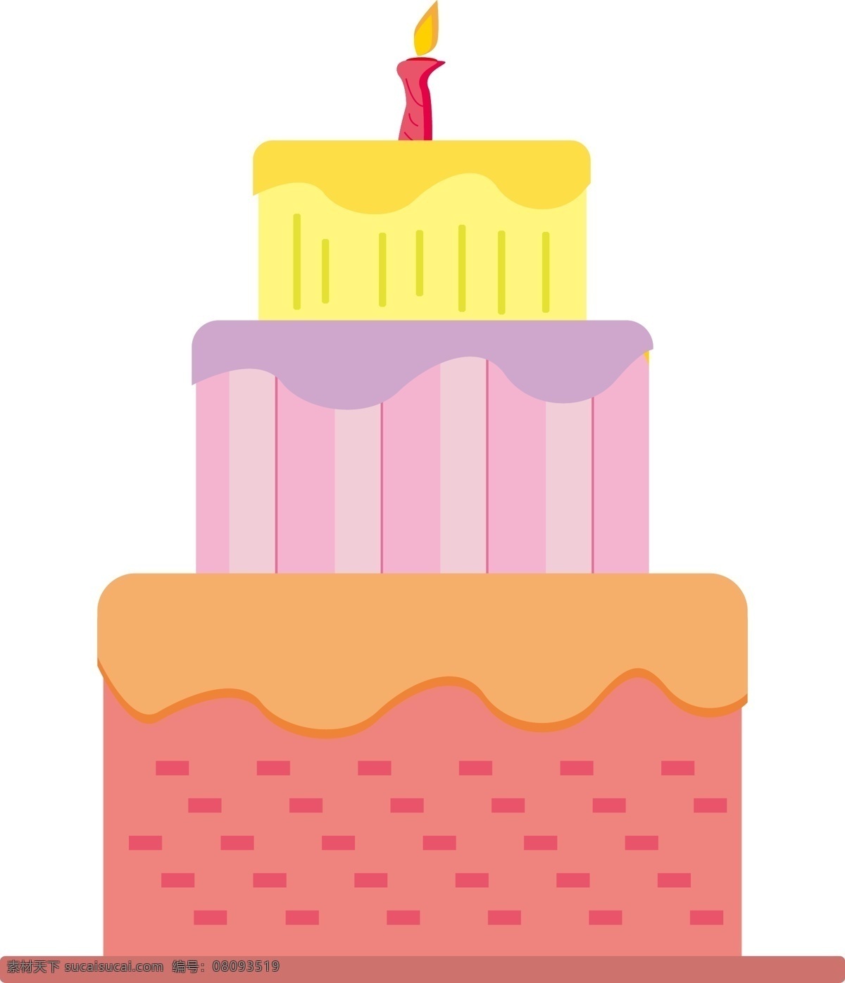 矢量 卡通 生日蛋糕 免 抠 扁平化 三层蛋糕 节日快乐 生日快乐 一岁啦 节日庆祝 节日蛋糕