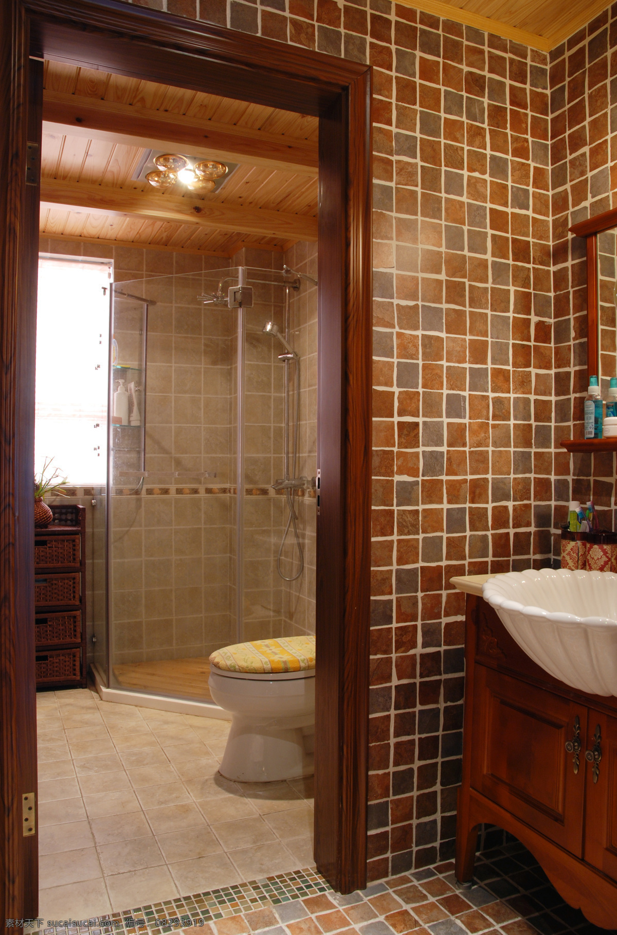 中式 古典 风 室内设计 浴室 瓷砖 效果图 浴缸 马桶 格子 现代 简约 家装