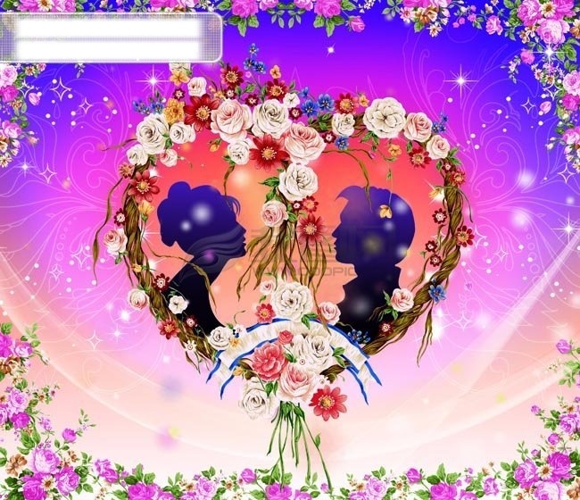 情人节 心 型 浪漫 花环 人形 色彩 节日素材 情人节七夕