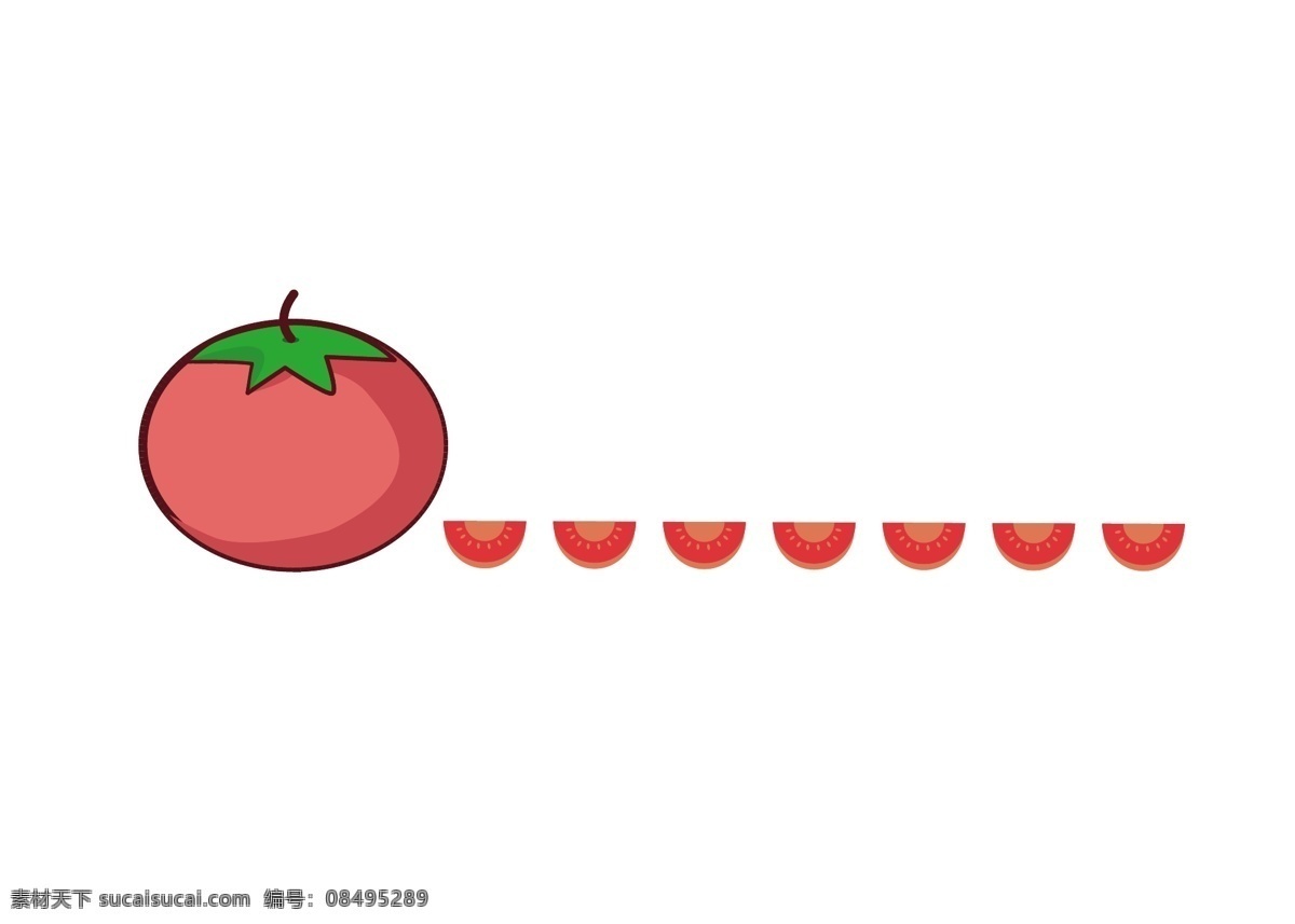 手绘 卡通 西红柿 分割线 插画