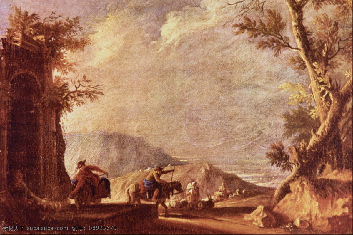风景油画 世界名画 油画071 油画 设计素材 风景专辑 油画世界 书画美术 棕色