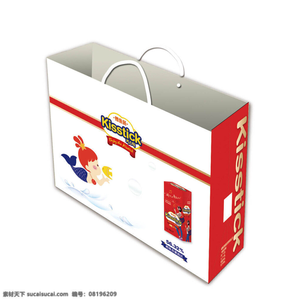 儿童 食品 鳕鱼 肠 手提袋 儿童食品 小 卡通美人鱼 红色 韩国