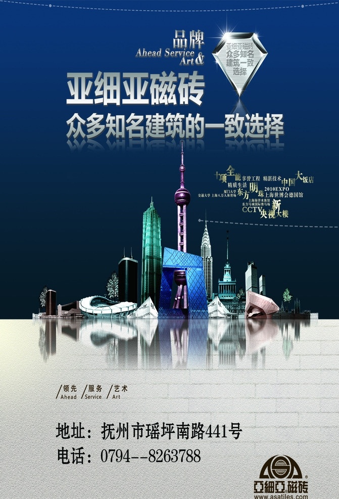 亚细亚瓷砖 东方明珠 房子 大厦 大楼 会层格式 分层 源文件