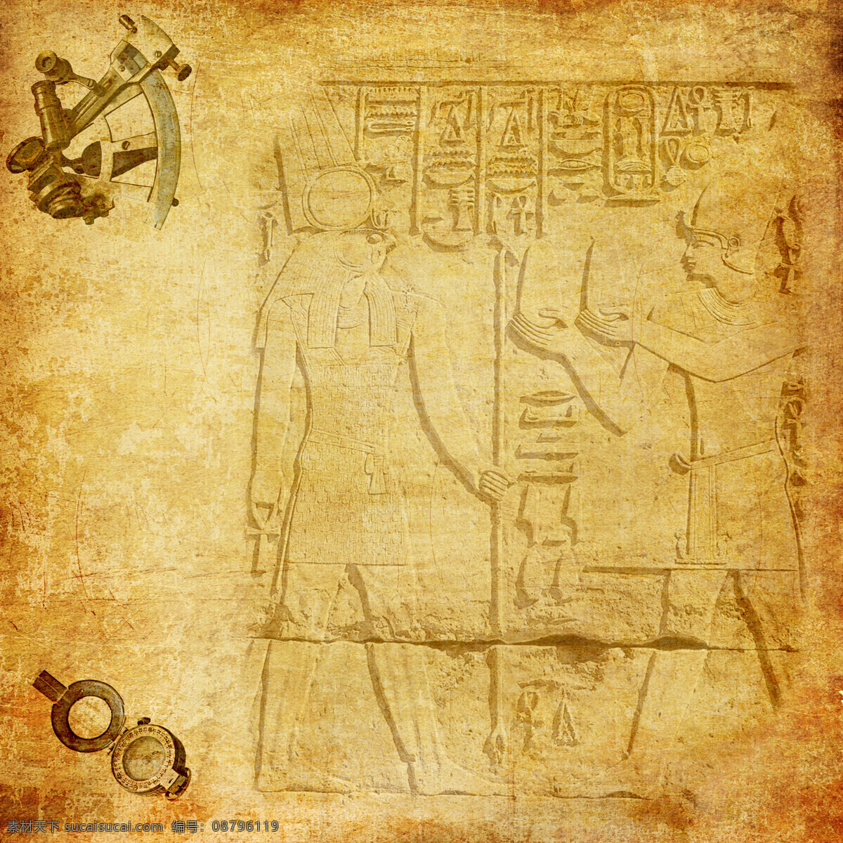 埃及图案背景 埃及法老 埃及王后 埃及女人 埃及传统图案 埃及图腾 埃及壁画 古埃及文化 其他艺术 文化艺术 黄色