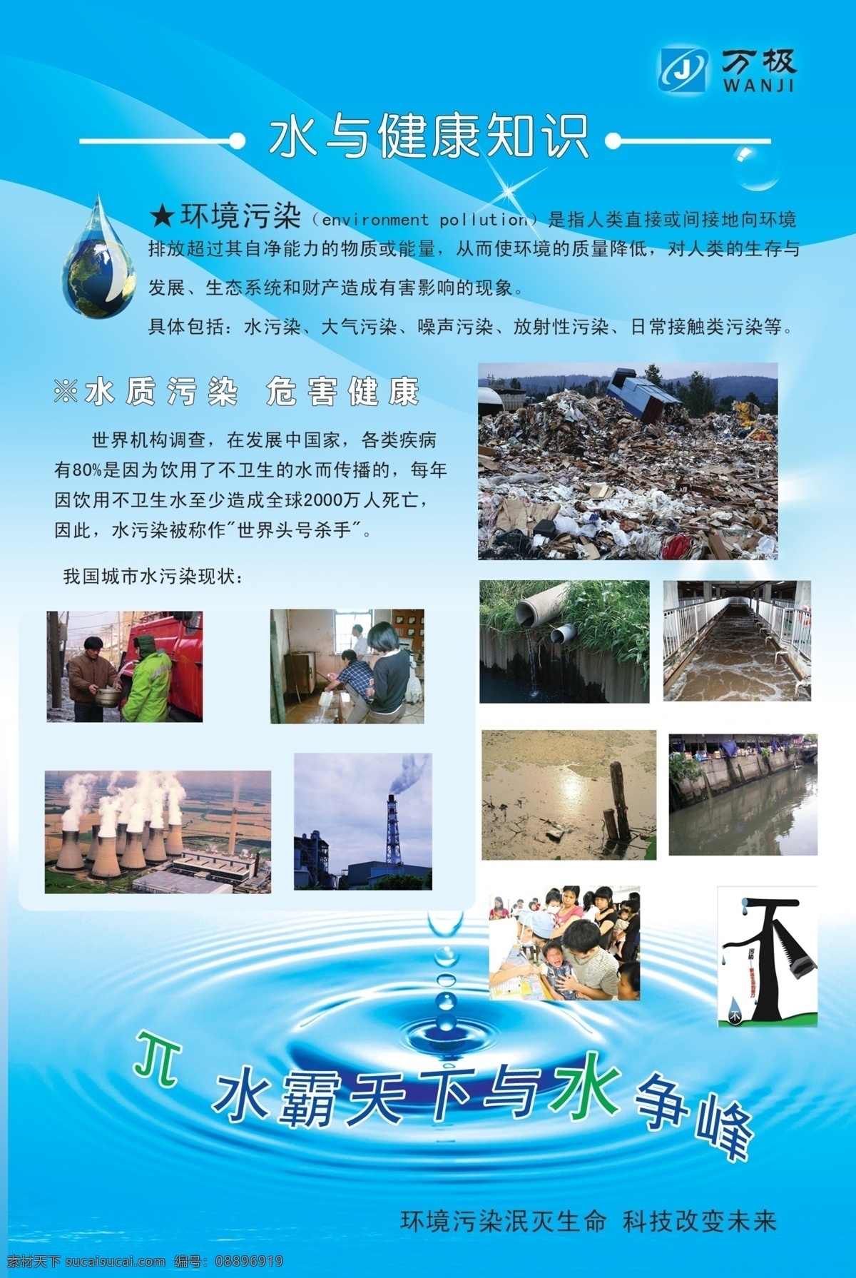 分层 放射光 蓝色气泡 水波 水滴 水污染图片 源文件 水 健康知识 展板 模板下载 万极标
