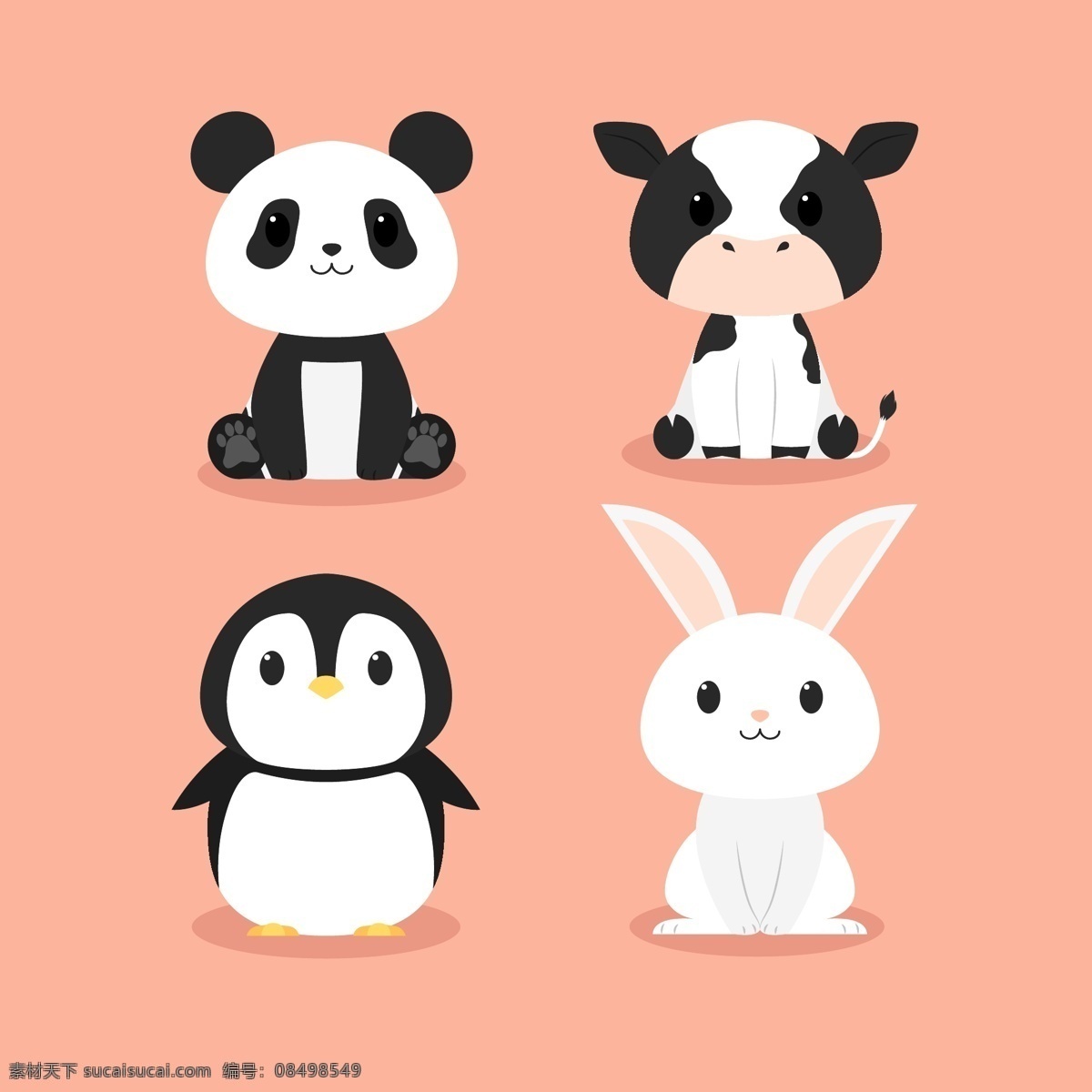 大熊猫 企鹅 熊猫 牛 兔子动物 卡通 可爱 童装 动漫动画 动漫人物