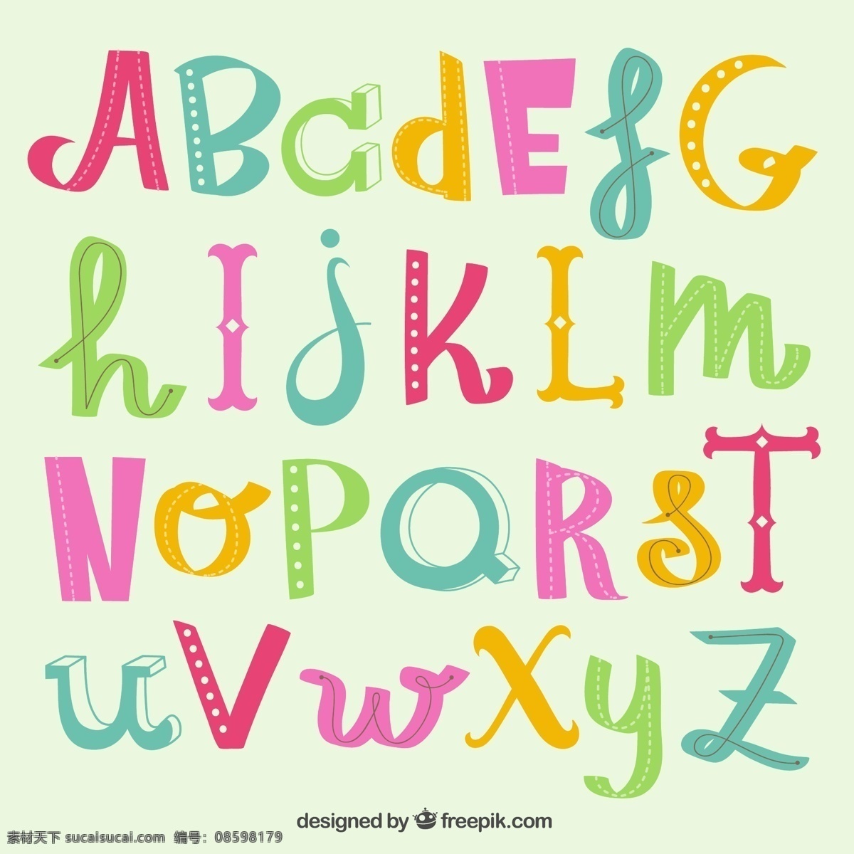 创意 彩色 字母 矢量 英文字母 艺术字 矢量图 创意设计