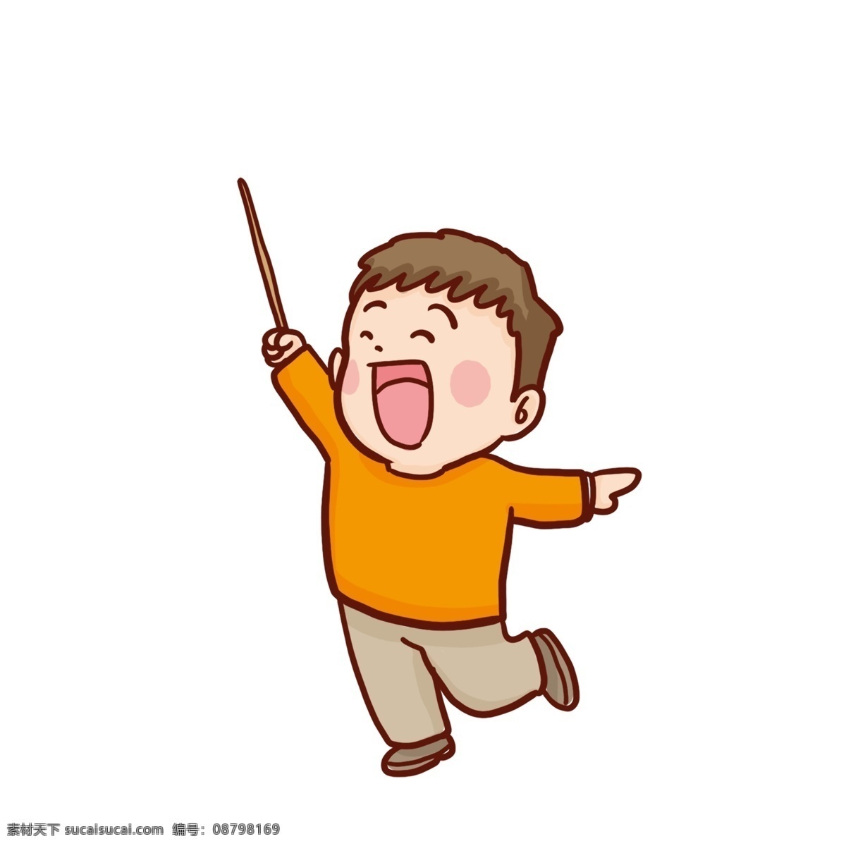 卡通 可爱 尺子 小孩 漫画 小男孩 人物 插画