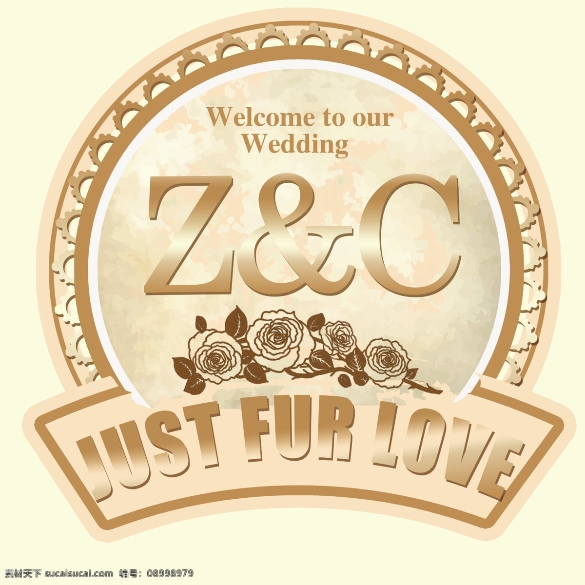婚礼 黄色 logo牌 金色 玫瑰花 白色