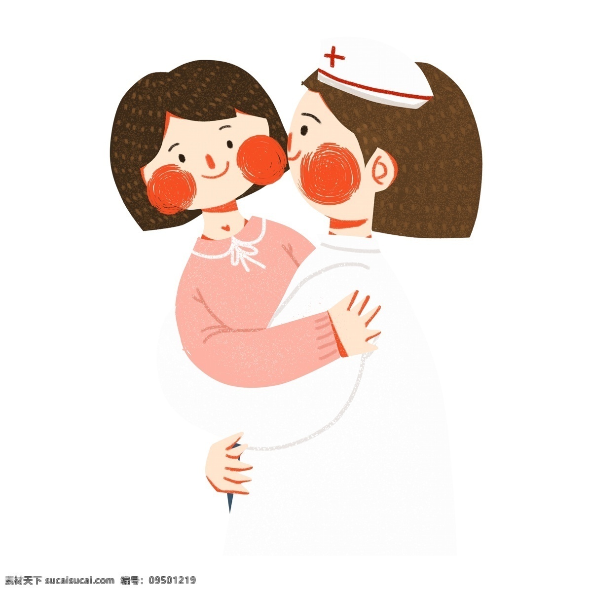 唯美 护士 抱 孩子 插画 人物 护士抱孩子 人物素材 插画元素 png元素