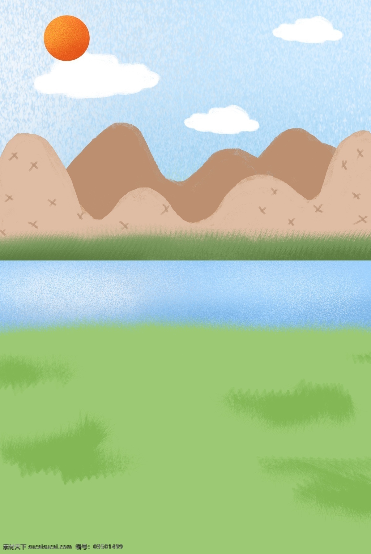 创意 合成 山水风景 背景 山水 风景 自然风景 蓝天 白云 简约 卡通 手绘