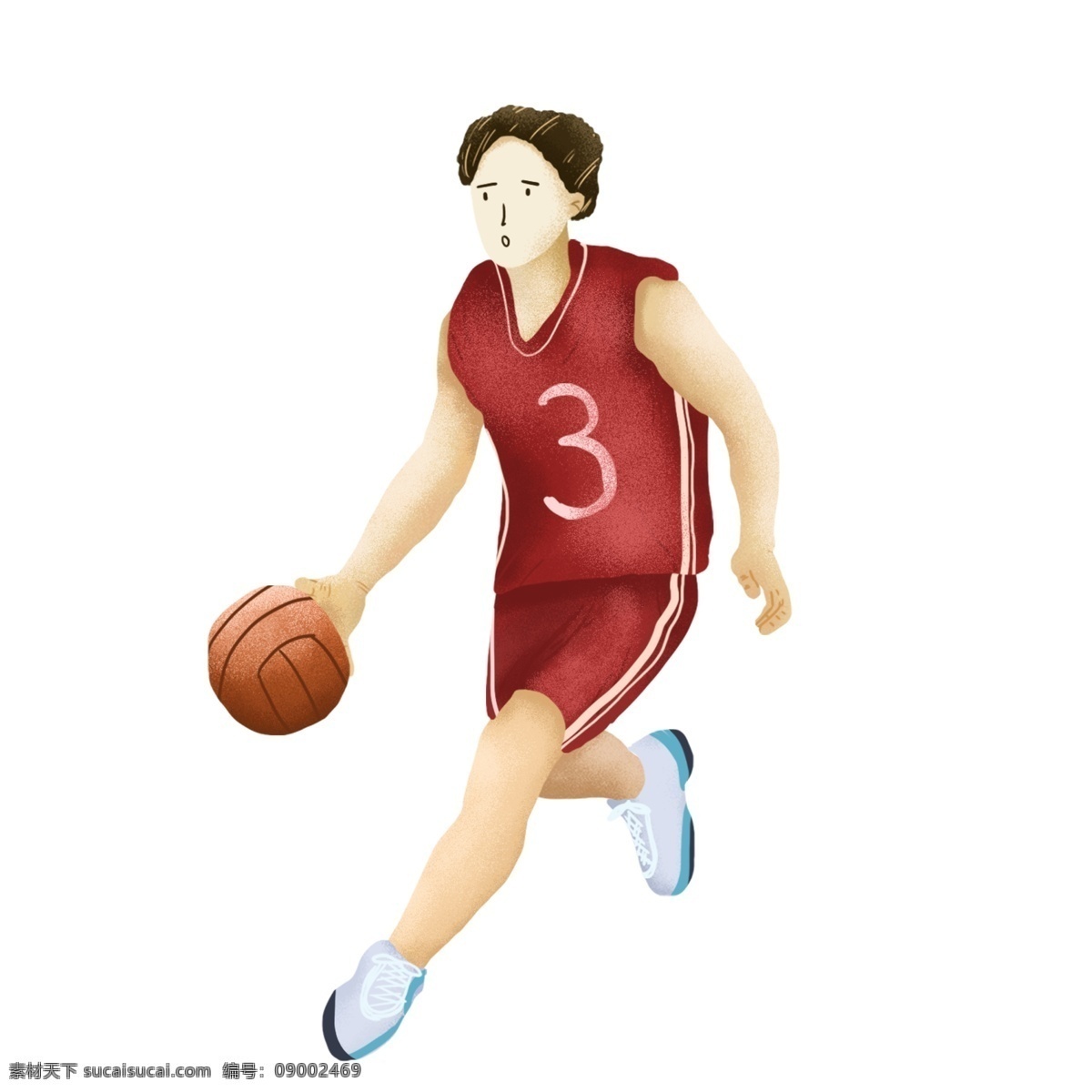 手绘 篮球 运动员 元素 设计元素 可商用 装饰 3号