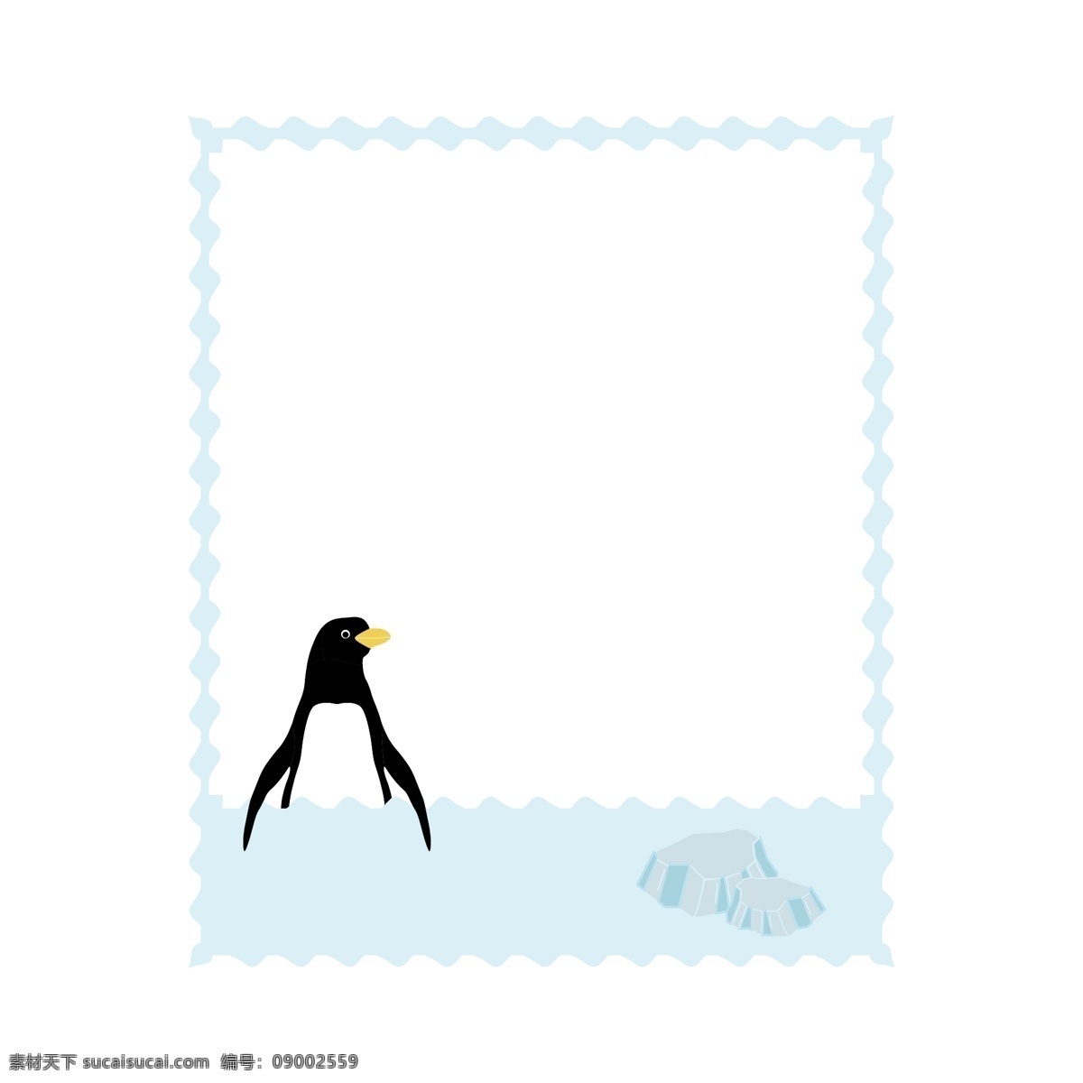 珍稀 动物保护 日 珍惜 动物 构成 的卡 通 边框 珍稀动物 保护 企鹅 卡通 冰川