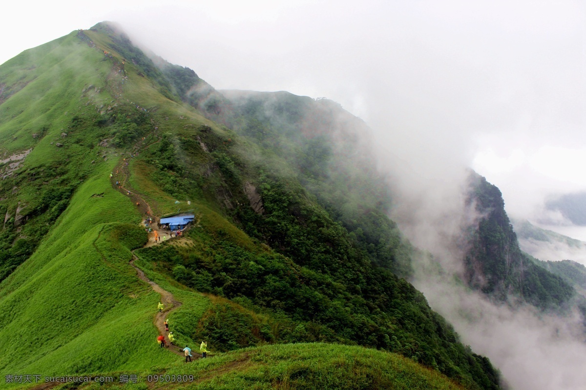 江西武功山 江西 武功山 山峦 云海 绿草 自然景观 自然风景