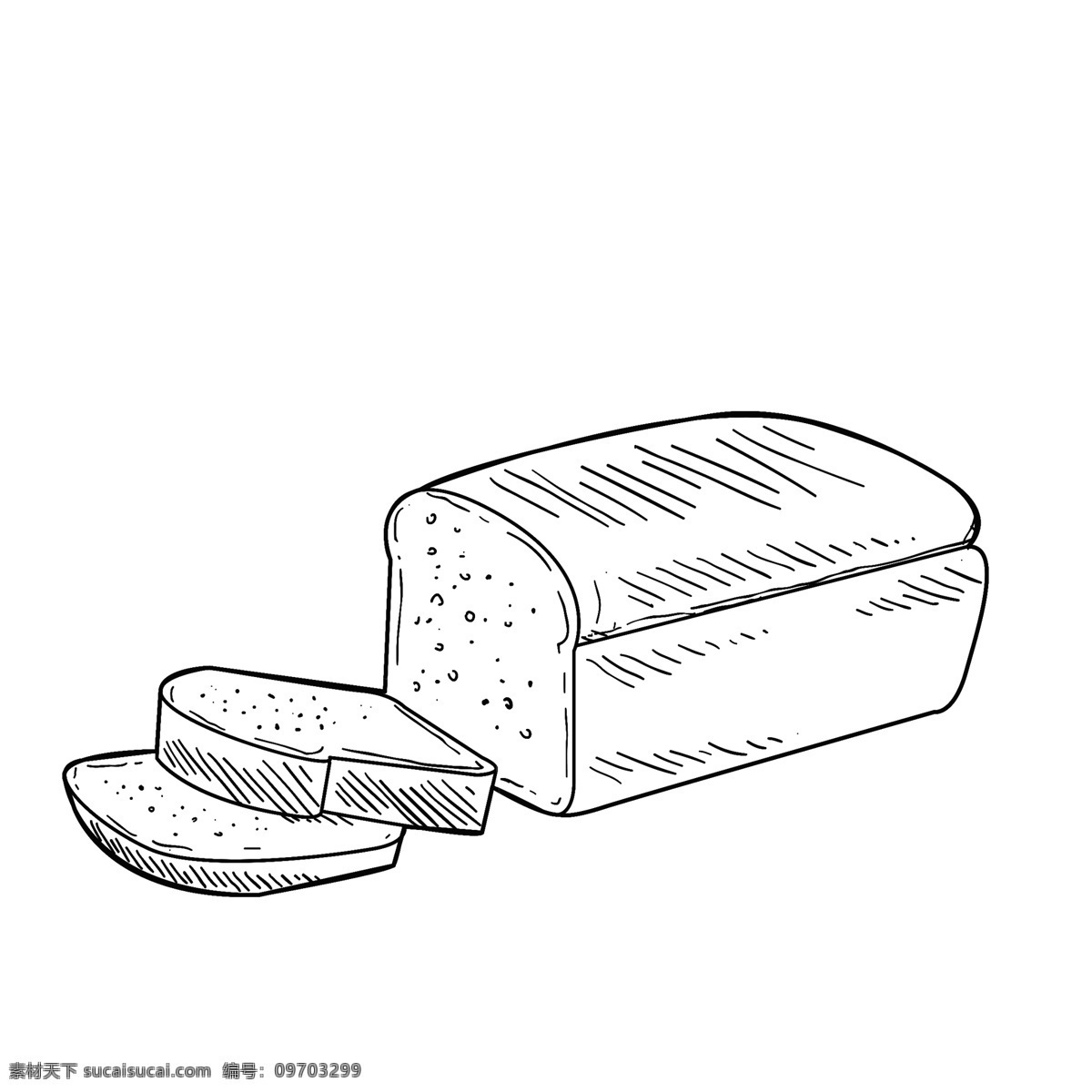 手绘 面包 素描 元素 可爱 卡通 图标 剪影 卡通图标食物 创意 蛋糕 黑白 食物 矢量黑白素描