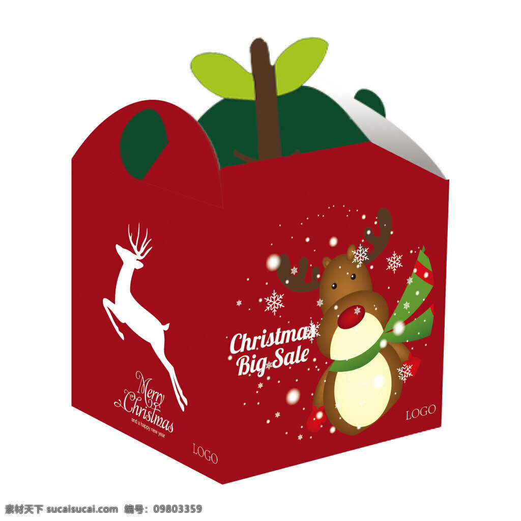 圣诞 平安 果 苹果 包装 礼盒 矢量圣诞元素 麋鹿 雨花等 白色