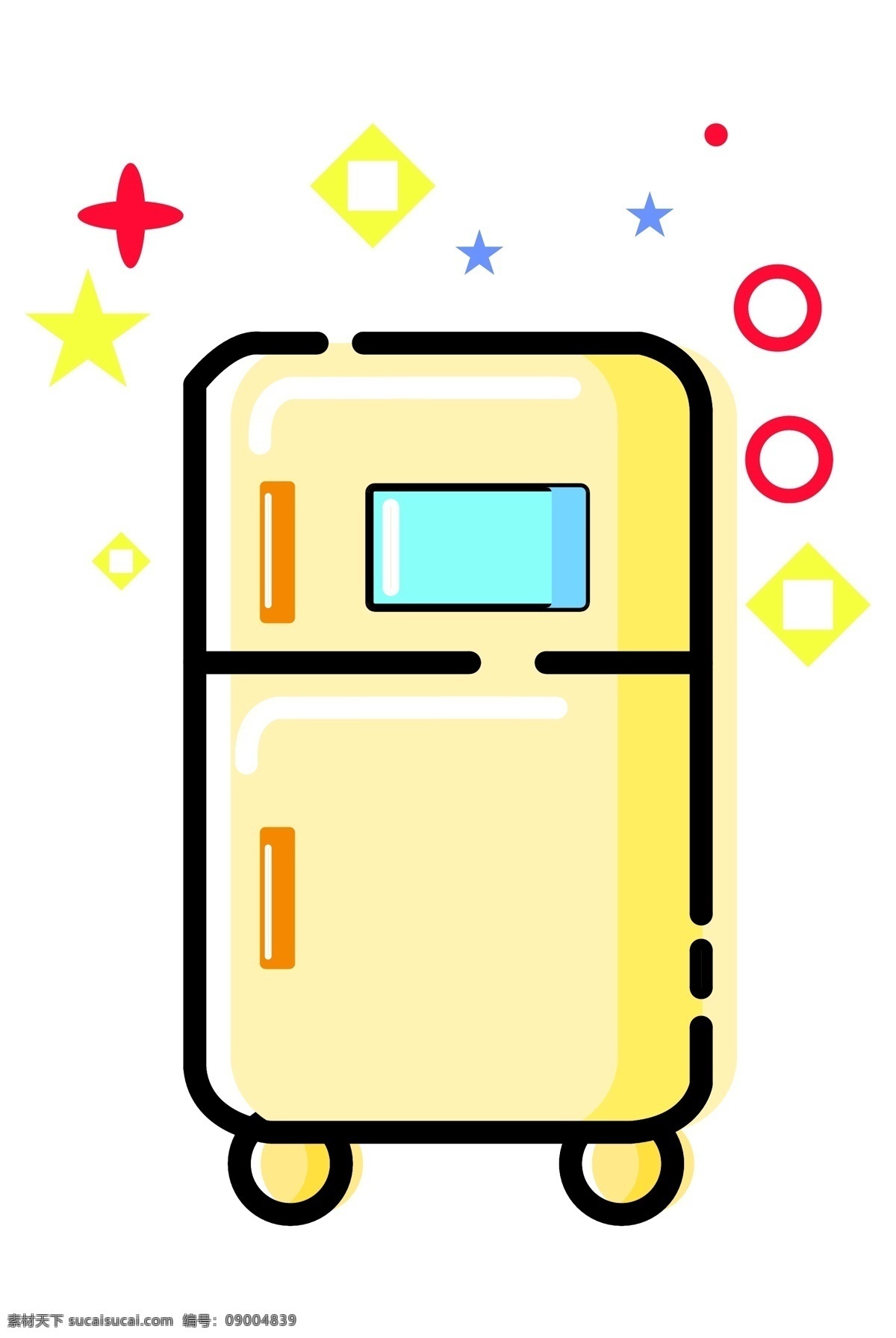 黄色立体冰箱 家电 电器 冰箱