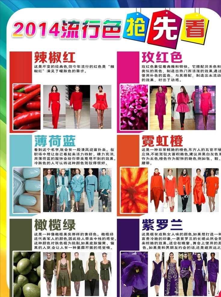 2014 流行 色板 颜色 流行色 服装 流行趋势 颜色流行趋势 矢量
