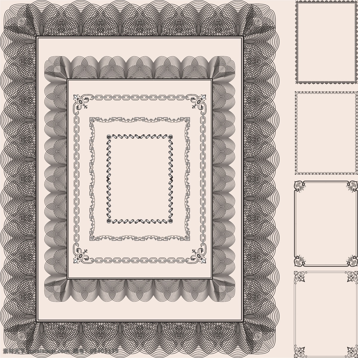 古典 花纹 矢量 框架 底纹图案 花边 经典的 边界 伪造的模式 矢量图 花纹花边