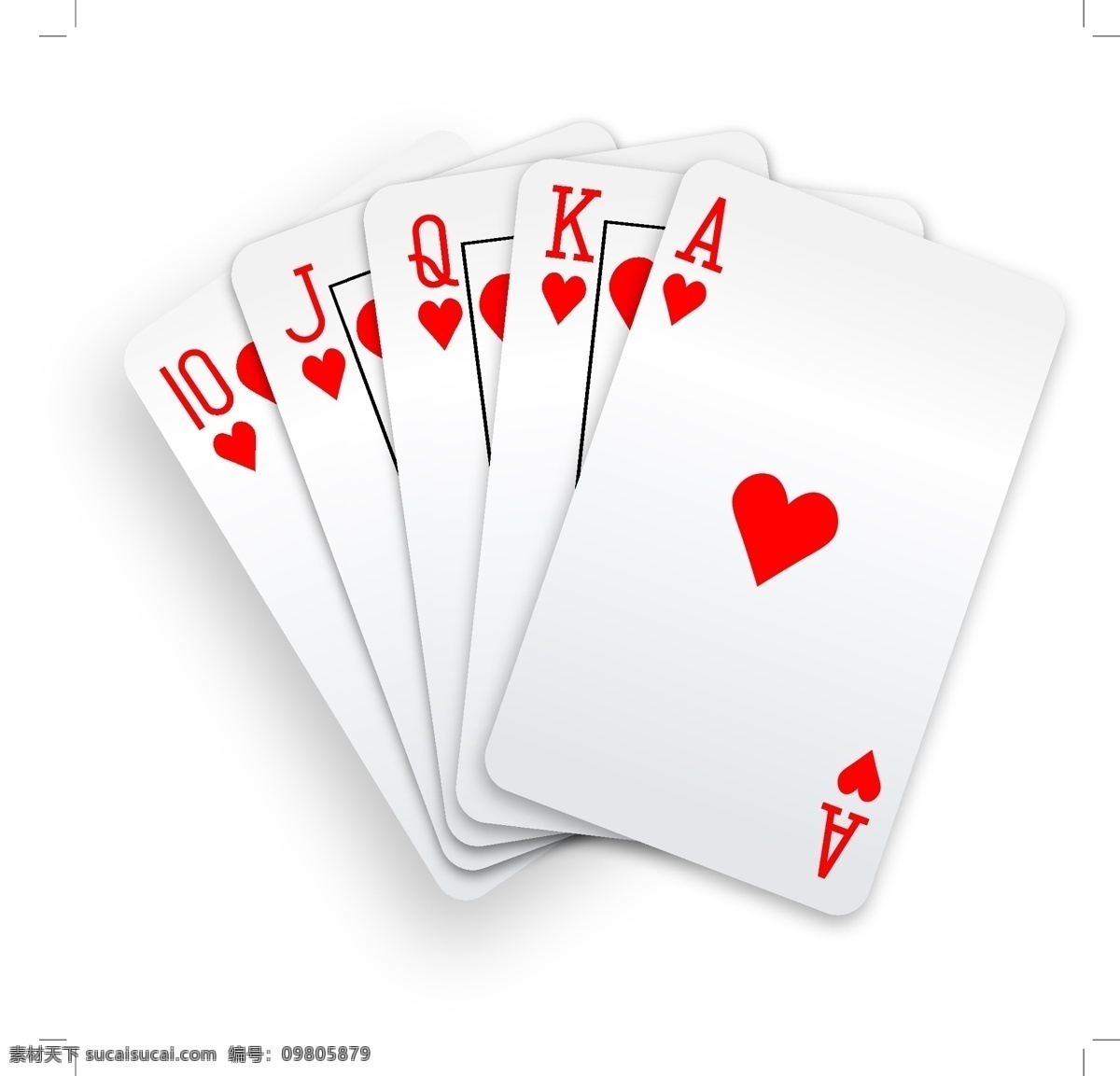 精美 扑克牌 矢量 卡片 矢量素材 数字 图形 牌 红桃 同花顺 矢量图 日常生活