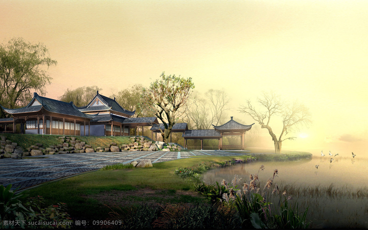 漫画 建筑 风景 风景背景 风景画 风景素材 风景图 风景图片 唯美 装饰素材 建筑设计