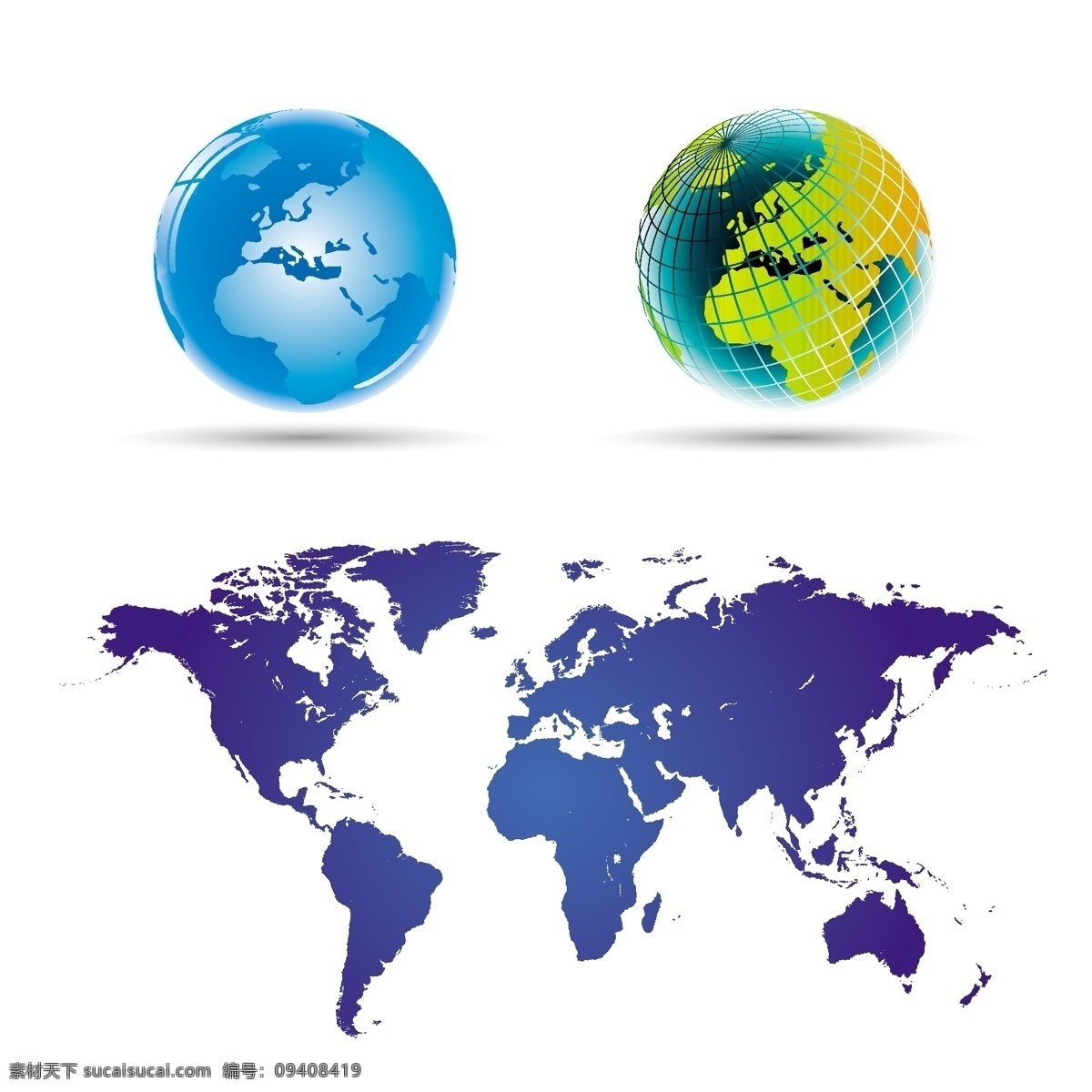 地图 地球 网格地球 矢量图