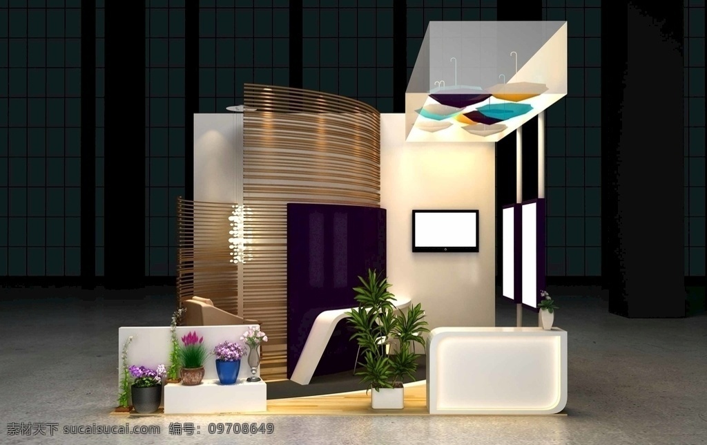 展会展位 会展 展位 前台 灯光 效果 会展中心 展会 玻璃墙贴画 空白展板 墙壁海报位 模板模型 室内广告设计
