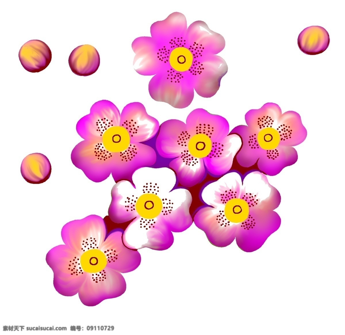 彩绘花草 韩式花纹 psd0928 设计素材 花草主题 装饰图案 psd源文件 白色