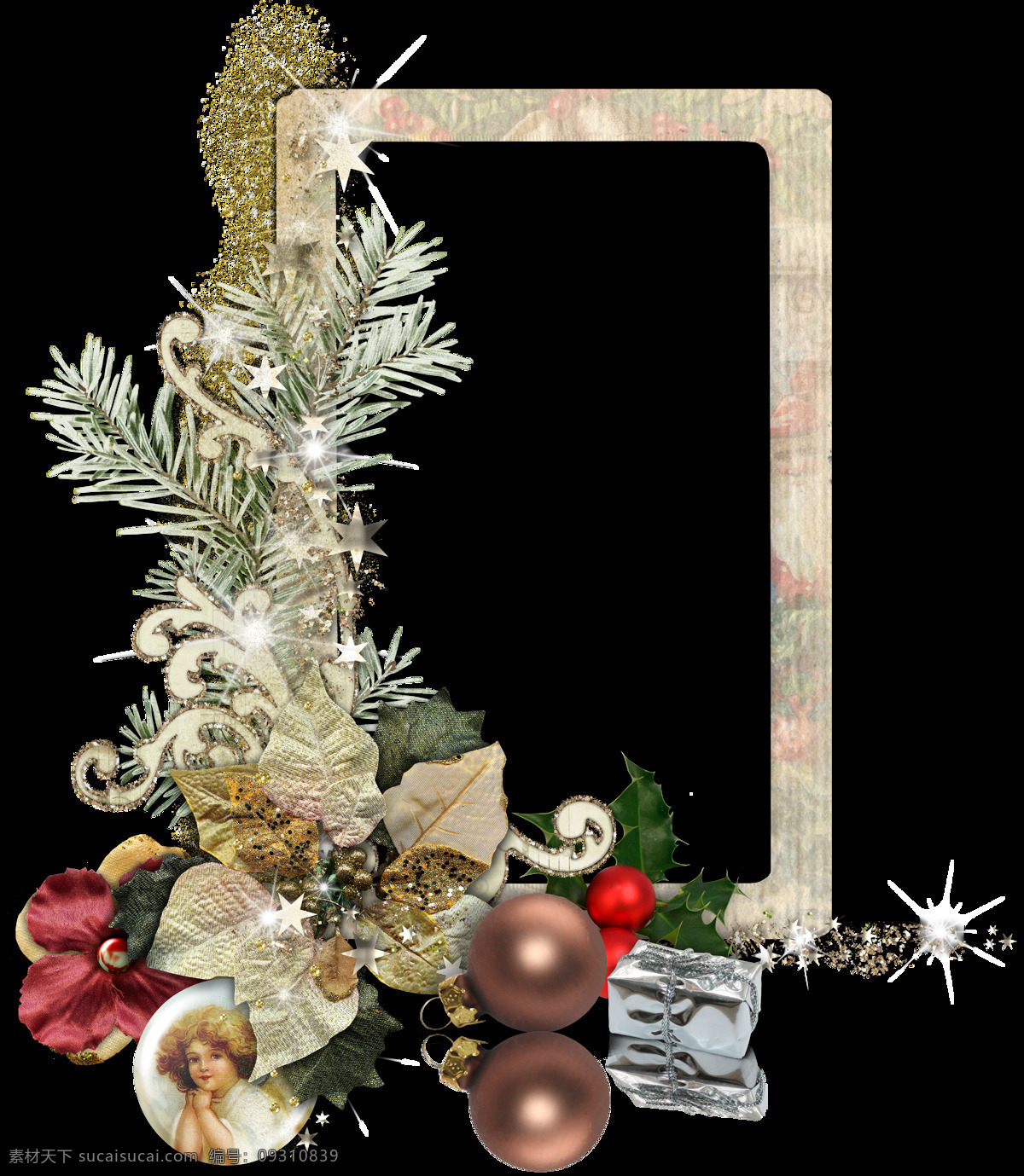 圣诞相框 圣诞 银色 彩球 相框 庆祝 节日 叶子 方框 雪花 边框相框 底纹边框