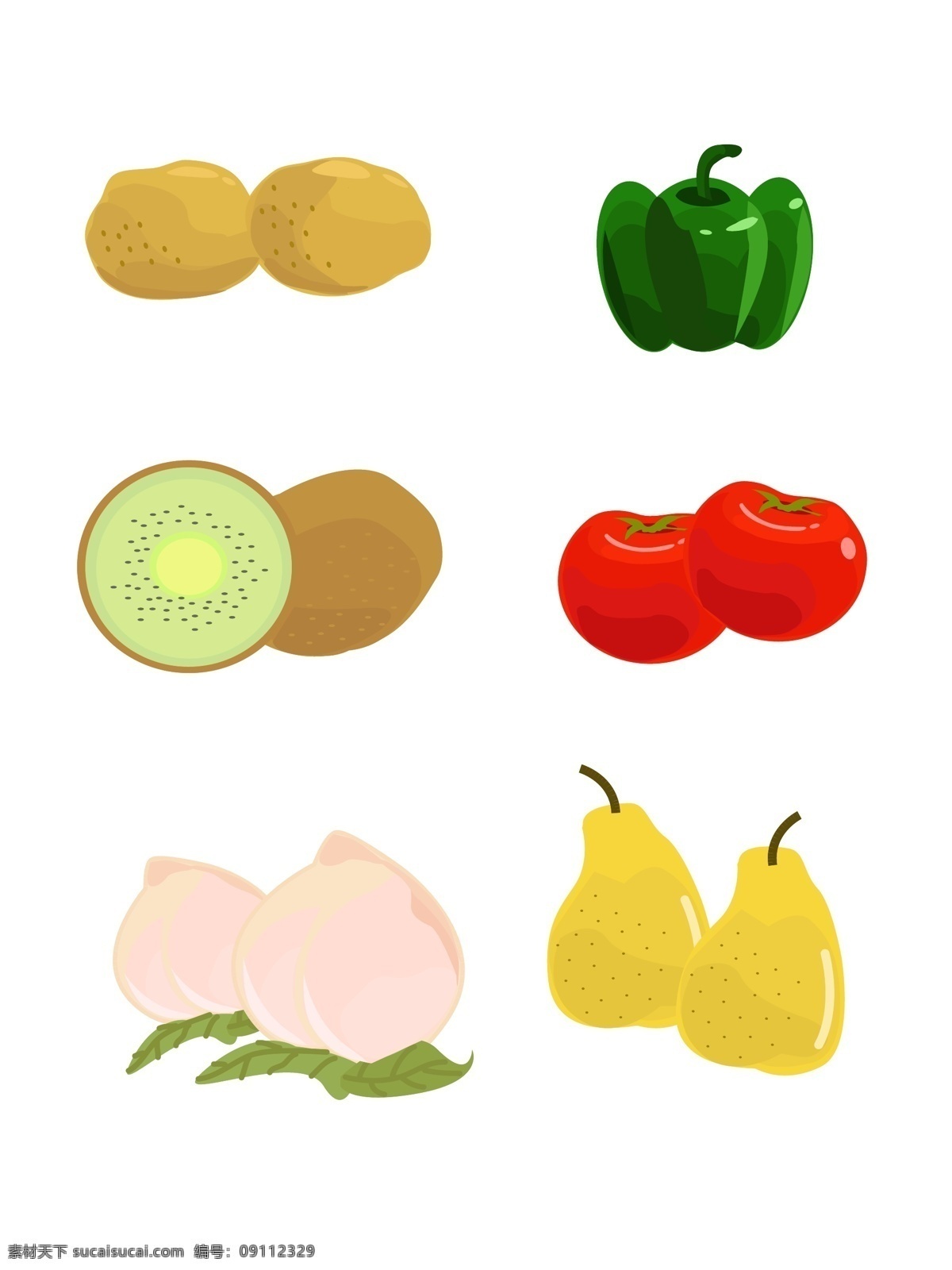 简约 手绘 蔬果 套 图 商用 矢量 元素 蔬菜 水果 手绘蔬果 矢量蔬果 水彩蔬果
