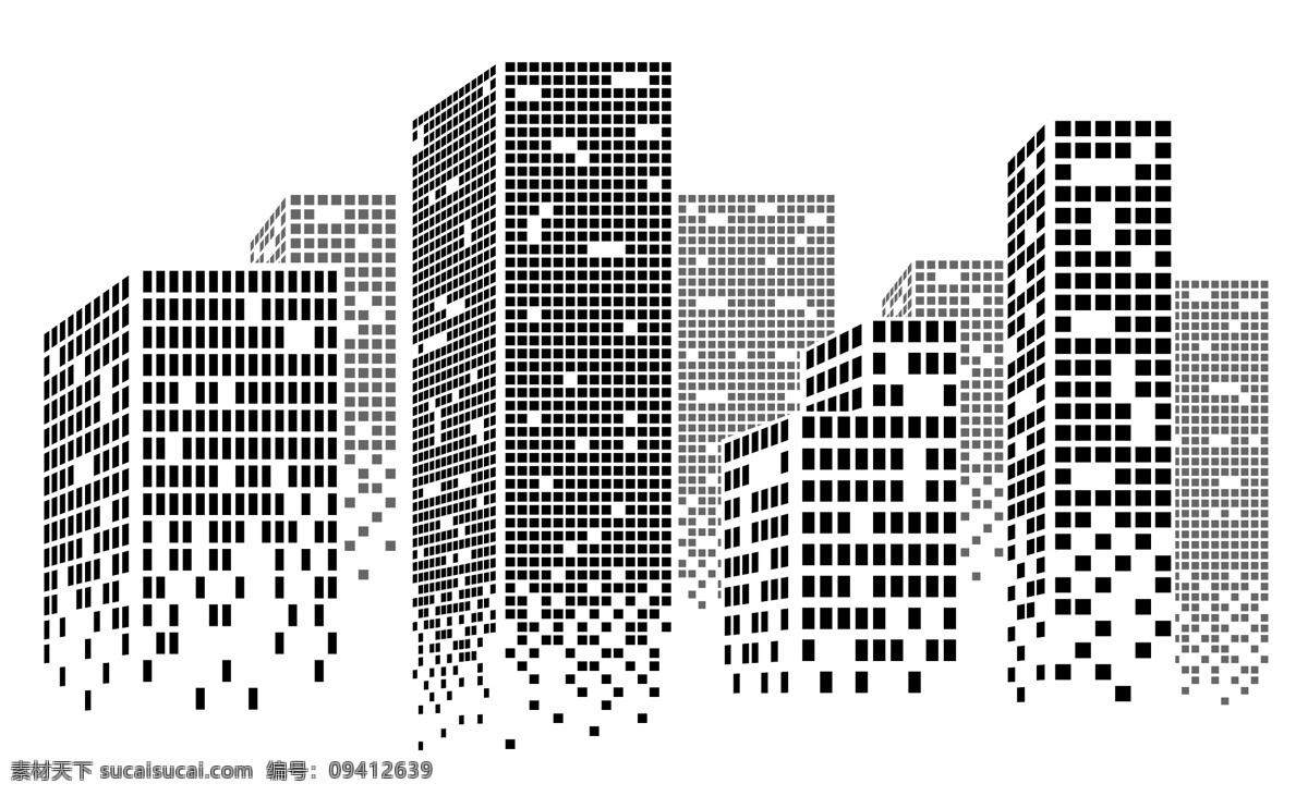 城市建筑剪影 建筑 高楼 大厦 剪影 黑白 单色 城市背景 城市生活 节能环保